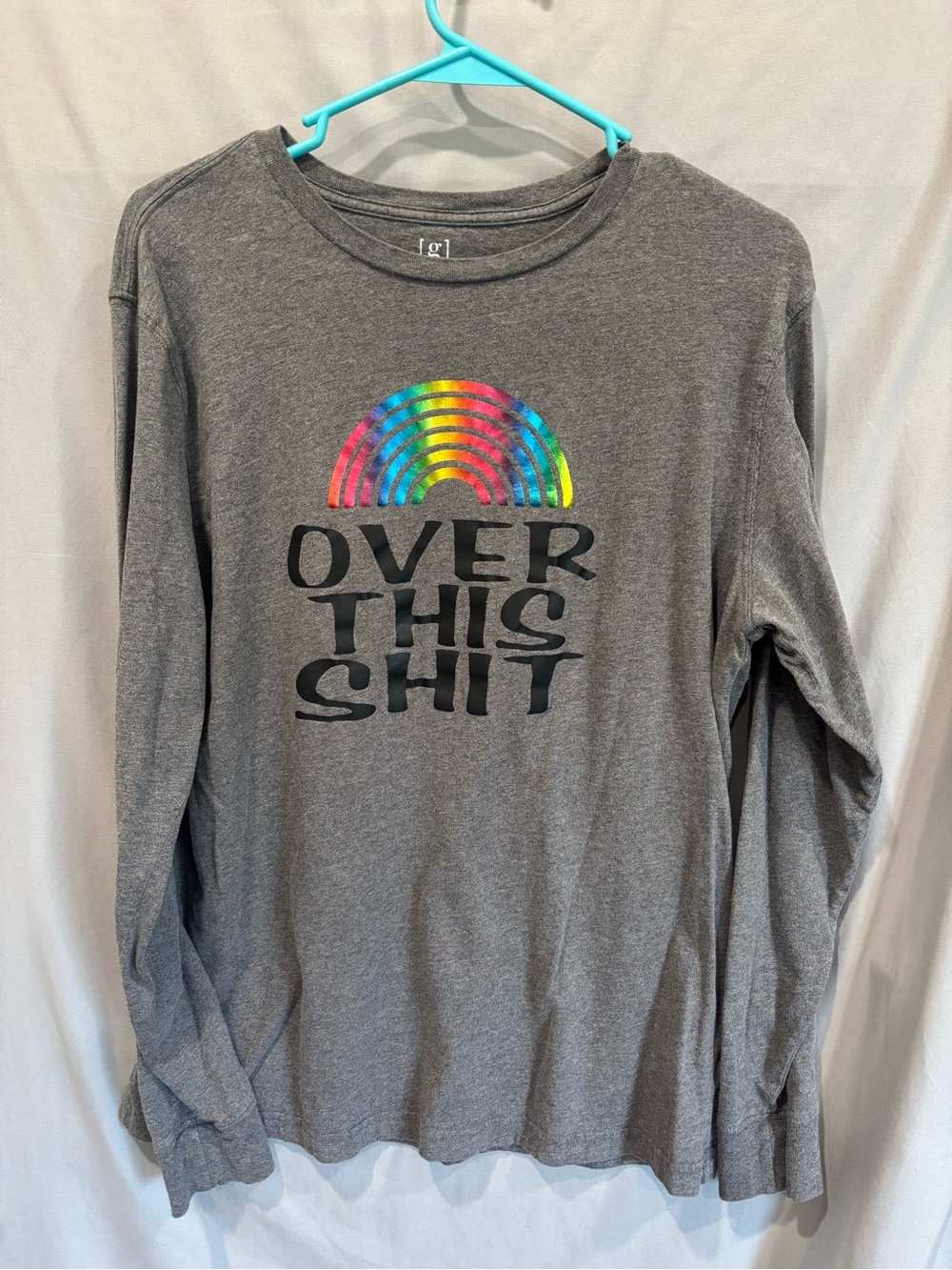 George Gray Crewneck Tee with Rainbow Graphic
